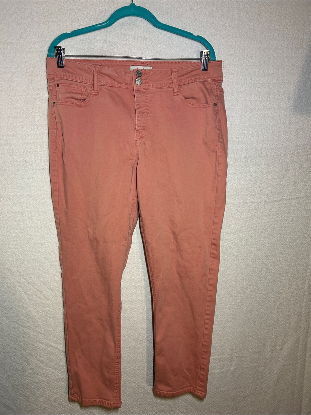 Angels Slim Crop Skinny Jeans - Coral Rose Size 14